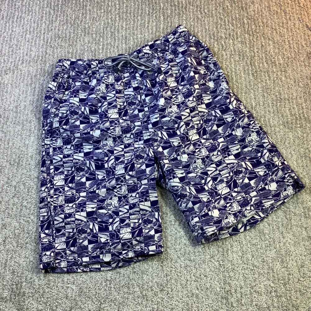 Peter Millar Seaside Men Fish Print Swim Trunks Size‎ S NWT